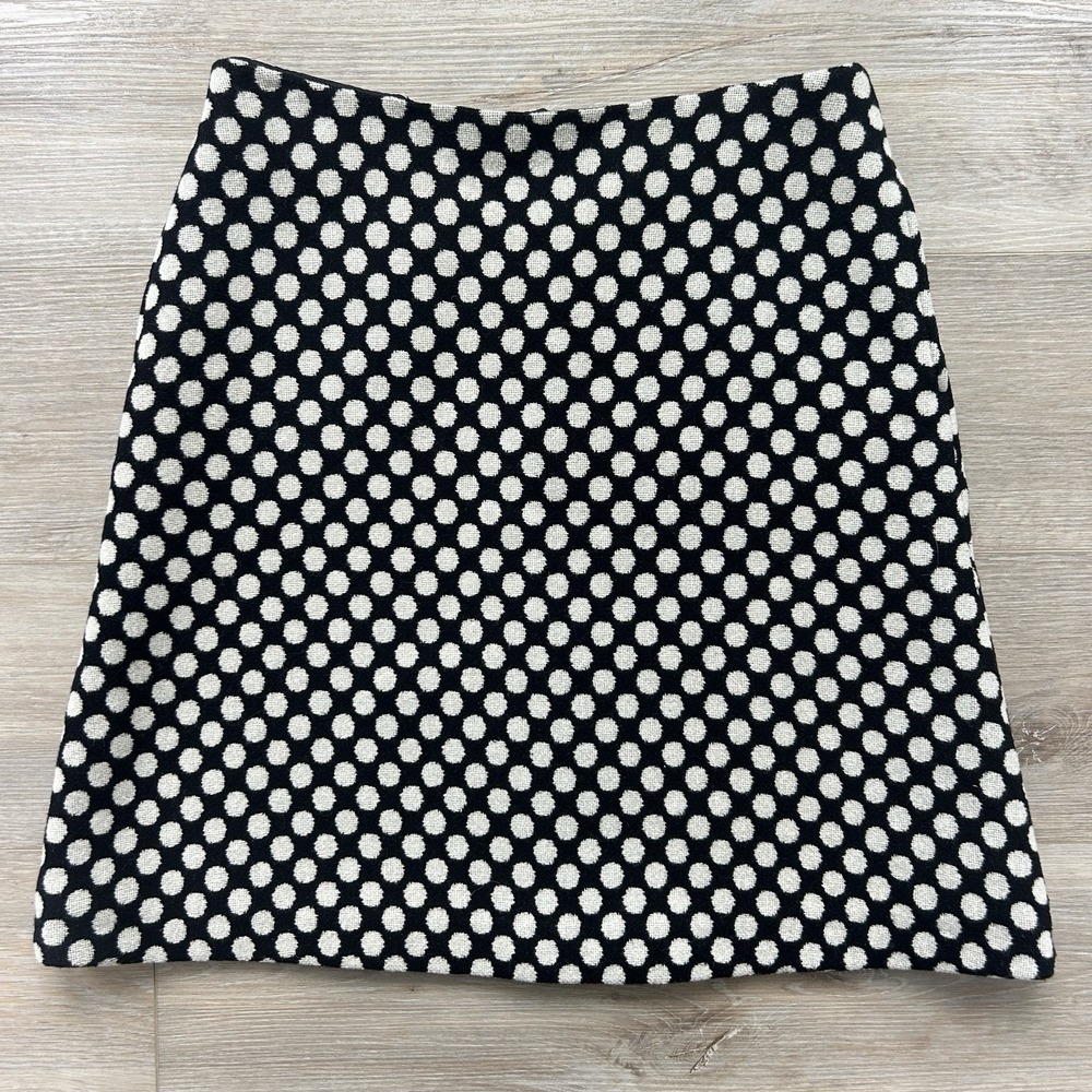 Boden 8R Polka Dot Wool Blend A-Line Skirt Preppy Dark Academia Office